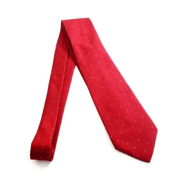 Alexander Julian Colours Red Print Short Polka Dot Silk Tie - Picture 5 of 5